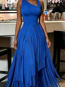 Summer Dresses For WomenWomen's Solid Fringe Maxi Dress, Sexy Bodycon Party Cocktail Dress For Summerdresses For Women - 藍色 - 查看 9