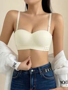 女士聚拢无肩带胸罩，隐形防滑防走光，小胸新娘胸罩，婚纱内衣，内衣 - 白色 - 查看 2