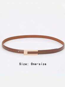 1pc Women's Black Vintage Versatile Thin PU Leather Belt, Suitable For Skirts, Shirts, Suit Pants And Daily Wear - Brown - View 6