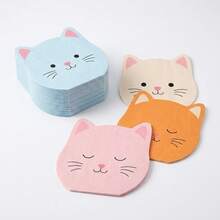 20/40/60 lembar Serbet Kertas Berbentuk Wajah Kucing Lucu, 4 Desain, Serbet Koktail Sekali Pakai 2 Lapis Motif Kepala Kucing Warna-warni, Cetakan Kucing Warna Macaron, Perlengkapan Makan Pesta Kucing Lucu Gaya Jepang, Dekorasi Pesta Ulang Tahun Bertema Kucing, Pesta Bayi dan Pesta Teh, 13*13 Inci - kucing - View 2