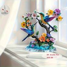 2D Flat Acrylic 2pcs Hummingbird Decorative Ornaments - Modern Theme Home, Desk Or Office Decor - Perfect Gift For Friends, Unique Office Decoration, No Electricity Required, Desktop Decorative Ornament - A - View 7