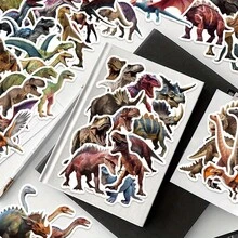 50pcs Vintage Dinosaur Stickers For Adults - Cute Dinosaur Doodle Art, Featuring Stegosaurus, Triceratops, Brachiosaurus Patterns, Suitable For DIY Crafts, Laptop, Skateboard, Luggage, Party Decoration School Supplies - A - View 5