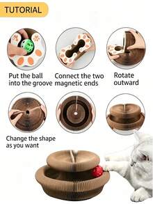 A Foldable Claw Grinding Tool, A Cat Toy In The Style Of A Portable Accordion, With A Bell Bag Made Of Interactive Cardboard, Durable And Suitable For Claws, Is An Ideal Choice For Cats To Have Fun Playing. - Multicolor - View 4