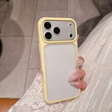 1pc Large Window Jelly Transparent Case Compatible With Apple 17ProMax Macaron Color Series 16 Phone Case 15 Minimalist Transparent 14 Shockproof 13 Women - Yellow - View 1