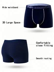 DAZY 6pcs Men's Letter Print Comfortable Boxer Briefs, Athletic - Multicolor - View 2