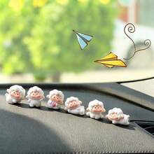 6 piezas Adorno creativo y lindo de oveja para salpicadero de coche, escritorio, pantalla de ordenador, accesorios de decoración DIY para interior de coche, oficina y escritorio - Linda ovejita - Ver 2