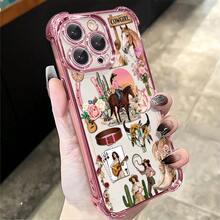 Funda para teléfono: 1 unidad de funda para teléfono con diseño floral de vaquera del oeste, compatible con Apple  11 12 13 14 15 16 17 ProMax XS X Xs Max, a prueba de golpes, transparente, estilo vintage femenino, linda y a la moda, se puede regalar a amigos o a un ser querido. - Plateado - Ver 7