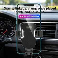Round Air Vent Car Phone Holder, One-Hand Operation, Compact Design Without Blocking View, Suitable For Driving Use - Black - View 2
