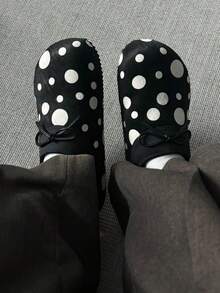 Damsandaler med prickig rosett och slip-on för vardagsbruk - Svart - Visa 3
