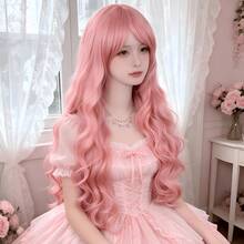 32 Inch Pink Big Wavy Curly Wig, Natural Voluminous, Heat-Resistant Synthetic Fiber, Suitable For All Women For Daily Wear, Halloween, Music Festival And Other Occasions - Pink - View 6