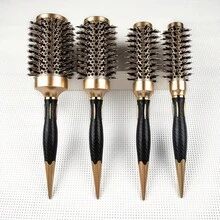 Gold Pointed Tail Aluminum Tube Ceramic Round Brush, For Styling, Volumizing And Curling; Heat-Conductive And Air-Purifying Hair Brush - Multicolor - View 8