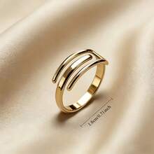 BMOR Anillos ajustables rectangulares geométricos de acero inoxidable creativos para mujeres, joyería de lujo de metal con línea en forma de U hueca para fiestas - La apertura es ajustable - Ver 4