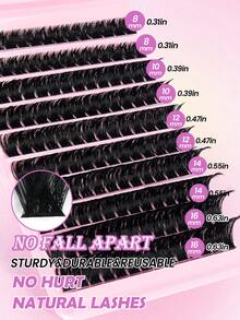 MAANGE 140 Clusters 160P Fluffy False Eyelashes, 8-16mm, Large Capacity, Anime-Style Lightweight Cluster False Eyelashes, Mixed Length, Cluster Eyelash Extensions, Thick And Voluminous Single False Eyelashes, Suitable For Home Use, Creating Thick, Fluffy And Natural Makeup, DIY Home Makeup, Large Capacity Single Eyelash Book, False Eyelashes, Eyelash Clusters, Eyelashes, Fluffy Eyelashes - Black - View 6