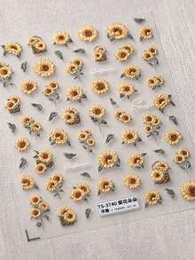 Beautizon Nailartlab 5D向日葵蝴蝶美甲貼紙 自黏式一次性裝飾 女性與女孩適用 春夏秋季指甲美甲用品 - 彩色 - 查看 9