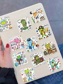 50Pcs Cute Multirole Frog Stickers, Colorful Cartoon Frog Different Job Hobby Waterproof Decals For Luggage Notebook DIY Craft Holiday Gift - Multicolor - View 5