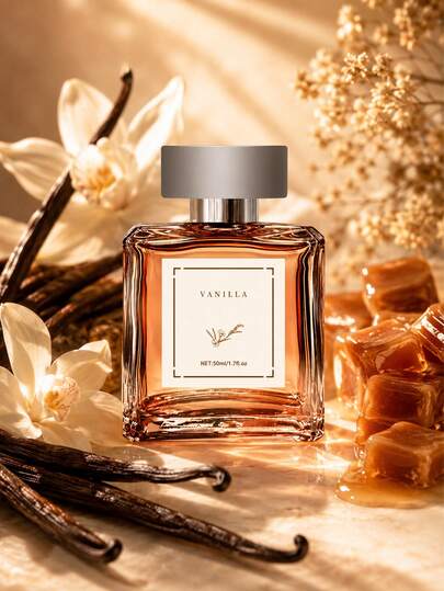 Spray de fragancia de vainilla y caramelo para mujer, aroma dulce y cálido de gourmand, fragancia corporal rica y delicada de larga duración, fragancia de regalo elegante, botella de vidrio con caja de regalo cuadrada, adecuado para citas, oficina, fiestas, regalo de cumpleaños y uso diario, 50ml/1.7 Fl Oz