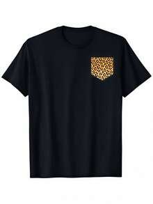Leopard Pocket Cool Animal Lover Gift T-Shirt - Schwarz - Übersicht 1