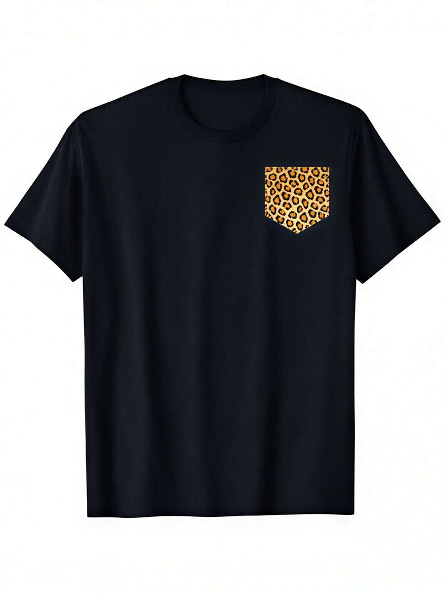Leopard Pocket Cool Animal Lover Gift T-Shirt - Schwarz - Übersicht 1