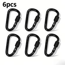 1/3/6pcs Screw Lock D-Ring Carabiner, Heavy Duty Aluminum Alloy Multi-Purpose Hook, Suitable For Camping, Hiking, Backpack, Fishing, Water Bottle, Keychain, Outdoor Gear Accessories - Black - View 8