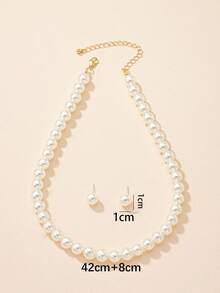 Juego De Joyas Con Decoración De Imitación De Perlas De 3 Piezas - Blanco - Ver 4