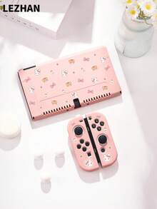 1 pieza Funda protectora con patrón de conejo y oso de leche de fresa de dibujos animados para Switch, accesorio de consola de juegos Switch 2 (2025) con carcasa de base, compatible con Switch 2 (2025) / Switch OLED, accesorio de juego de segunda generación Switch 2, funda protectora, blanco/rosa, bolsa de almacenamiento de consola de juegos, el mejor regalo para jugadores de SWITCH - Multicolor - Ver 20