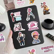 SCXXBSW 50pcs Pink Helmet Stickers, Cool Anime Decorative Stickers, Classic Gift Decorations, Great Value Pack, Cute Cartoon Stickers, Waterproof And Durable. Perfect For Phone Cases And Laptops, A Top Gift For The Holidays. - Multicolor - View 8