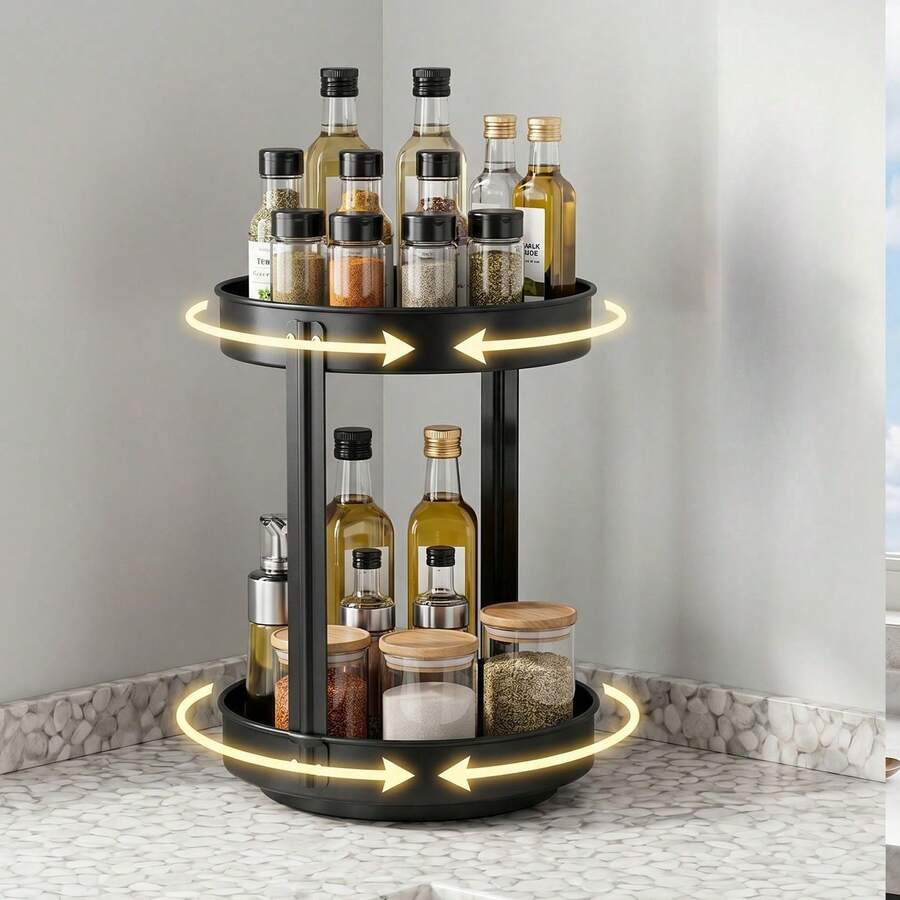 Spice Racks - Beige Two-tier Condiment Rack - View 1