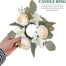 1pc/2pcs Wedding Candle Holder Garland Artificial Rose Candle Ring Wedding Table Decor Silk Candle Home Centerpiece Party Decoration Gift Birthday Graduation - View 5