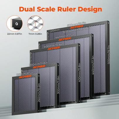 ACMER 300x300x22mm Honeycomb Working Table With Positioning Pins & Dual Scale, Aluminum Laser Honeycomb Bed For Laser Engraver Cutter