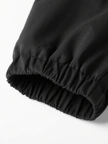 1pc Men's Solid Color Minimalist Hooded Jacket, Suitable For Daily Outings And City Commute - Black - View 7
