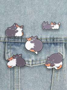 Cute Hugging Cat Enamel Pin - Candy Gray And Plaid Cat Brooch Pin - Cute Cartoon Animal Badge - Backpack, Clothing, Jewelry - Gift For Cat Lovers - Multicolor - View 3