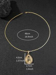 1 Collar de hombre con forma de gota de agua y escritura árabe hueca, accesorio religioso usado por musulmanes en la vida diaria - Amarillo Oro - Ver 6