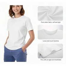 Stars For Women, Casual Short-Sleeved T-Shirt For Everyday Wear, Women's Clothing For All Seasons, Casual Summer Round Neck T-Shirt, T-Shirts With Viral Prints. - 白色 - 查看 4