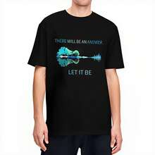 T-shirts pour hommes "Il y aura une réponse, que ce soit", en pur coton, tenue de plage, t-shirt à manches courtes col rond imprimé, original - Noir - Voir 1