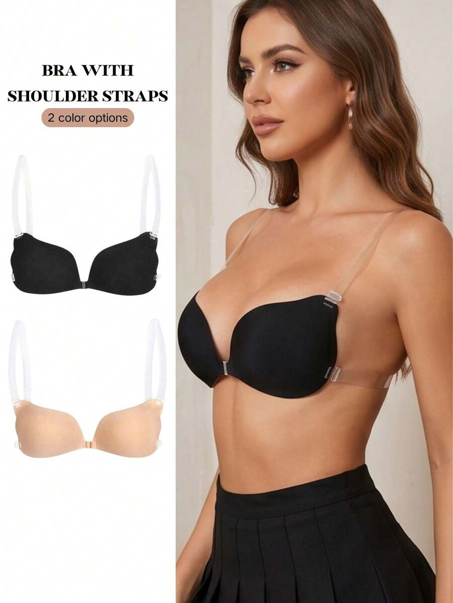 Women's Invisible Adhesive Bra, Silicone Material, Transparent Straps, Excellent Push-Up Effect - Multicolor - View 1