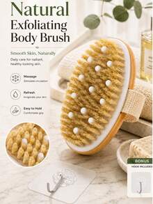 Natural Bristle Body Exfoliating Bath Brush,  Scrubber For Shower, Wet  Dry Dual Use Skin Care Scrubber, Spa Daily Bath Tool, Portable Home Travel Body Cleansing Brush For Back To School Season - View 6