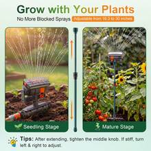 4-Way Oscillating Sprinkler With Adjustable Aluminum Riser And Pointed Base, 16 Nozzles Lawn Sprinkler, Covers Up To 4,069 Square Feet, Perfect For Watering Plants Of Different Heights - A - View 6