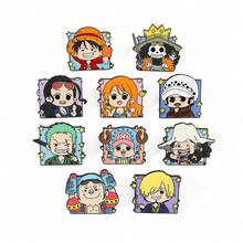 1/10入《One Piece》可愛Q版草帽一伙琺瑯領章針，路飛、索隆、娜美、喬巴金屬胸針徽章，背包夾克裝飾粉絲禮物 - 彩色 - 查看 16