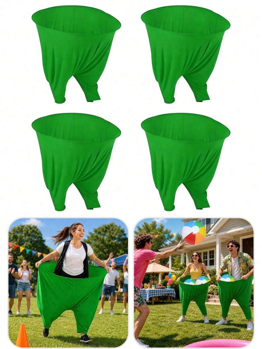1 Set Outdoor Party Adult Fun Cloth Bag Game Pants, Includes 6-Color Beach Balls; Yard Interactive Throwing Game Props, Outdoor Lawn Competitive Game, Parent-Child Interactive Game, Funny Party Game Pants, Outdoor Relaxation Fun Props - Multicolor - View 1