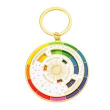 1 pieza Llavero con rueda de color giratoria, guía de teoría del color para artistas, anillo de metal para llaves, colgante de bolsa, regalo para pintores, diseñadores y estudiantes de arte - Multicolor - Ver 11