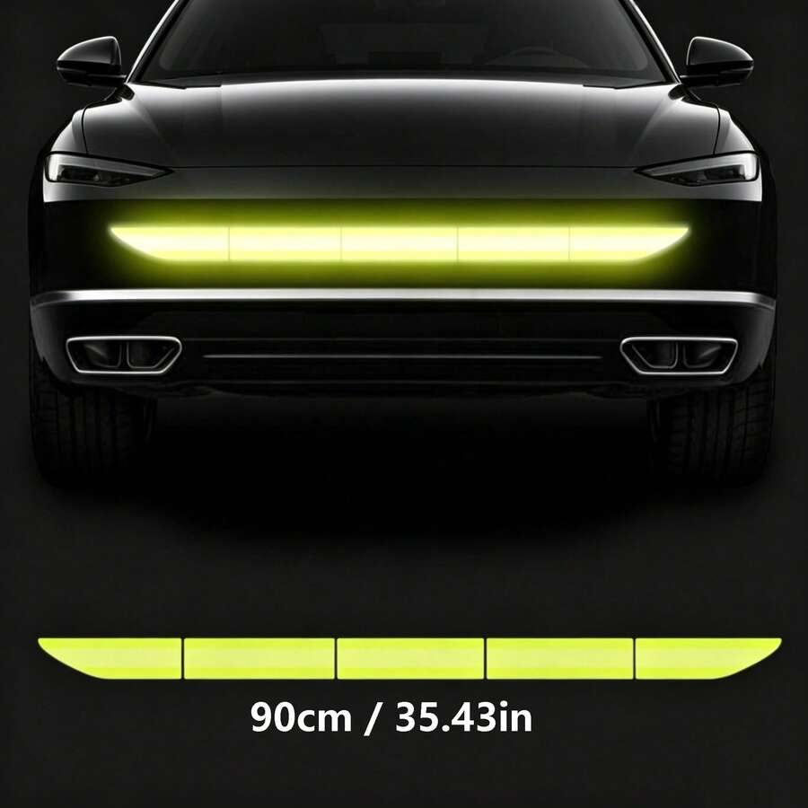 Universal Car Rear Bumper Reflective Warning Strip, 90cm Long Distance High Bright Reflector Decal, Waterproof UV Resistant Self Adhesive Anti-Collision Safety Sticker For Car Trunk Exterior Modification Fit Sedan SUV Pickup Van - Reflective Strips - View 1