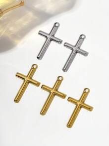3 PEÇAS/5 PEÇAS Pingentes de Cruz em Aço Inoxidável, Acessórios DIY para Colares & Pulseiras, Pingentes Dourados Minimalistas e Únicos - V0246 - Visão 4