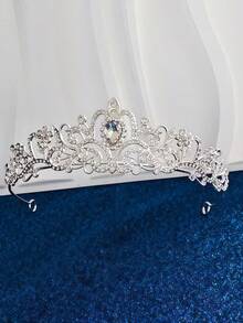 1pc Bridal Crown Wedding Headpiece Bridal Wedding Dress Accessory Princess Birthday Halloween Christmas Carnival Party Gift - Silver - View 3