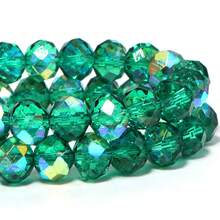 1 Strand Green Plated Artificial Crystal Glass Beads - Carved Spacer Beads, Suitable For Handmade DIY Necklace, Earrings, Bracelet Jewelry Decoration Beads, Keychain Phone Chain Making Accessories Beads, Gradient Color Beads, Shiny Surface - Green - View 8