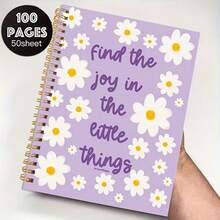 Literary And Fresh Floral Illustration A5 Notebook Golden Spiral Coil 50 Sheets 100 Pages Student Classroom Notes Office Memo Journal Diary Creative Stationery Notebook Diary - Suitable For Professionals School Supplies - Multicolor - View 15
