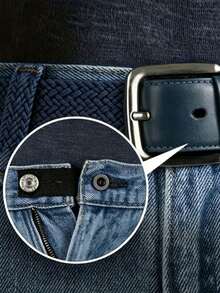 1pc Men's Stretch Woven Belt With No Holes, Multiple Colors Available, Suitable For Summer Daily, Campus Casual, Business And Outdoor Sports; Also A Gift For Boyfriend Or Father; Combines Fashion, Sports And Street Style, Suitable For Men Of All Ages; Used For Vacation, Travel And Vintage/Bohemian Style Outfits - Blue - View 10