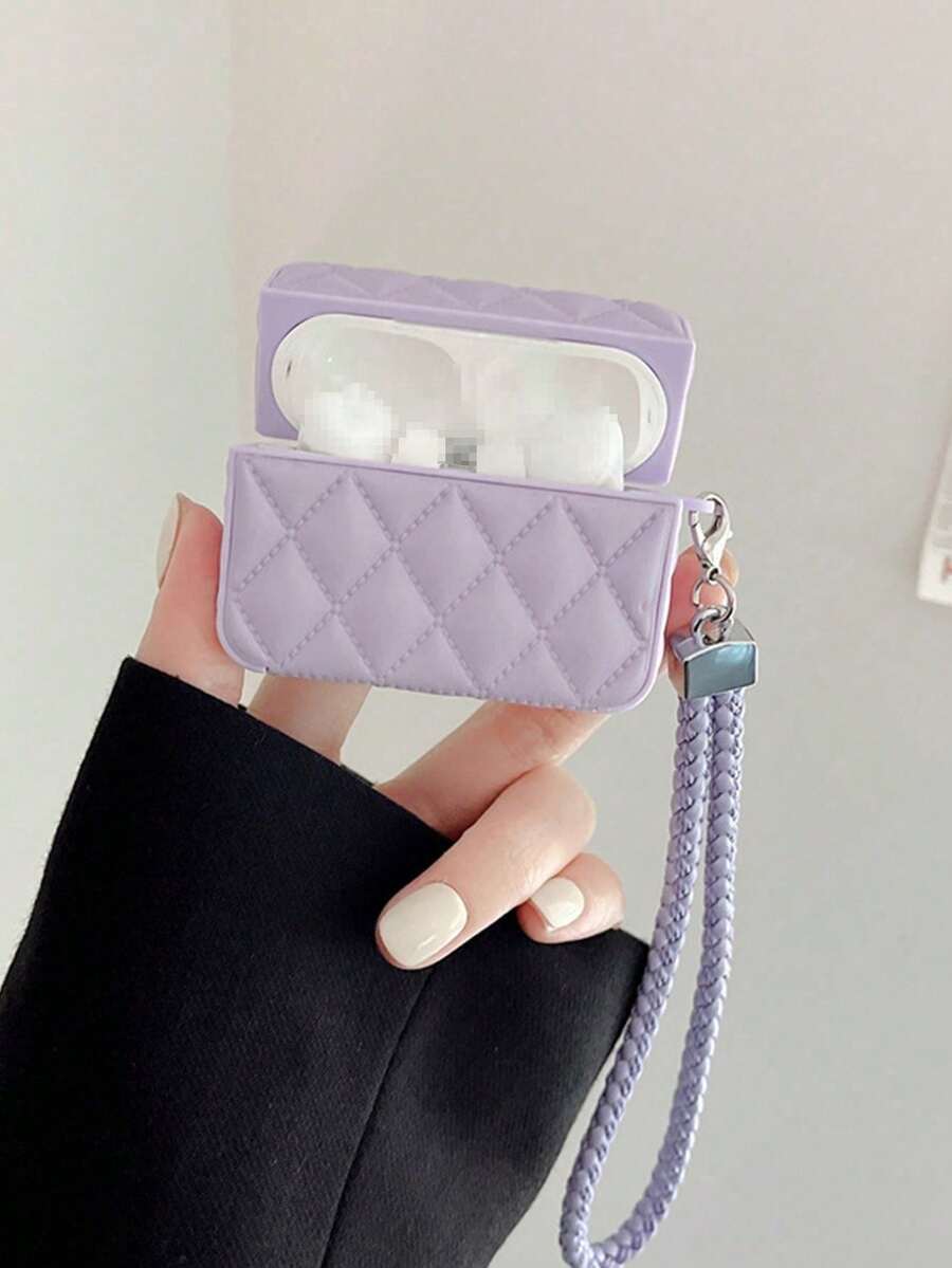 1pc Down Jacket Earphone Case Compatible With 4 Pro 3 Pro2 3 S2, Plaid Leather Solid Color Soft Premium