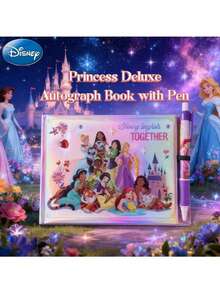 1PC Officially Licensed Princess Deluxe Signature Book With Pen 100 Pages Sparkling Autograph Collector For Parties Magical Xmas Halloween Gift Decor - Multicolor - View 2