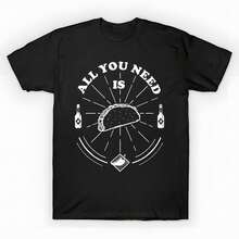 Playera unisex estampada temática comida mexicana Taco, 220g algodón puro alta densidad, tejido resistente, apta para hombre y mujer. - Blanco - Ver 1