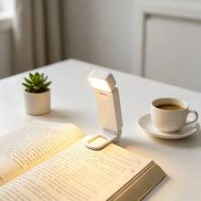 1pc White Eye-Protection Rechargeable Book Light, Portable Foldable Clip-On Reading Lamp, Adjustable Brightness, Durable, Compact Size, Ultra-Bright Stepless Dimming 3 Color Temperature Portable Clip-On Desk Lamp, Suitable For Bed Reading, Dorm Reading Light, Lightweight Clip-On Lamp, Perfect Gift For Children, Book Lovers, Classmates, Friends, Birthday, Graduation Season - Mini Folding Clip Book Lamp - View 6